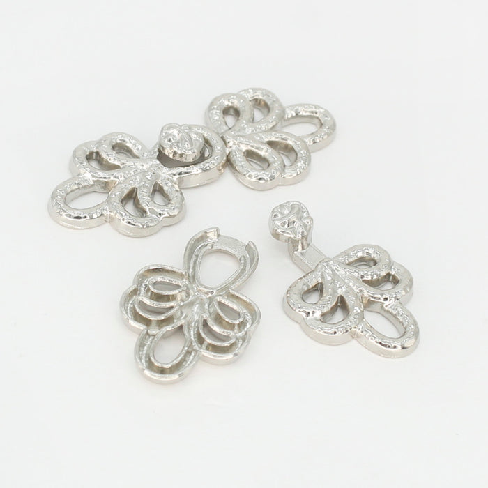 4 Pair | Filigree flourish Frog closure metal button