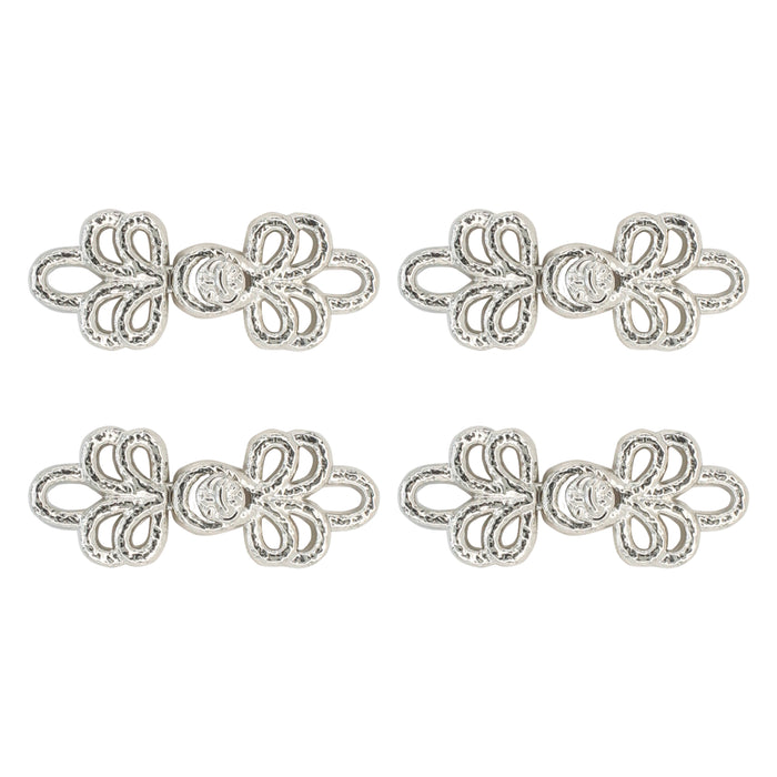 4 Pair | Filigree flourish Frog closure metal button