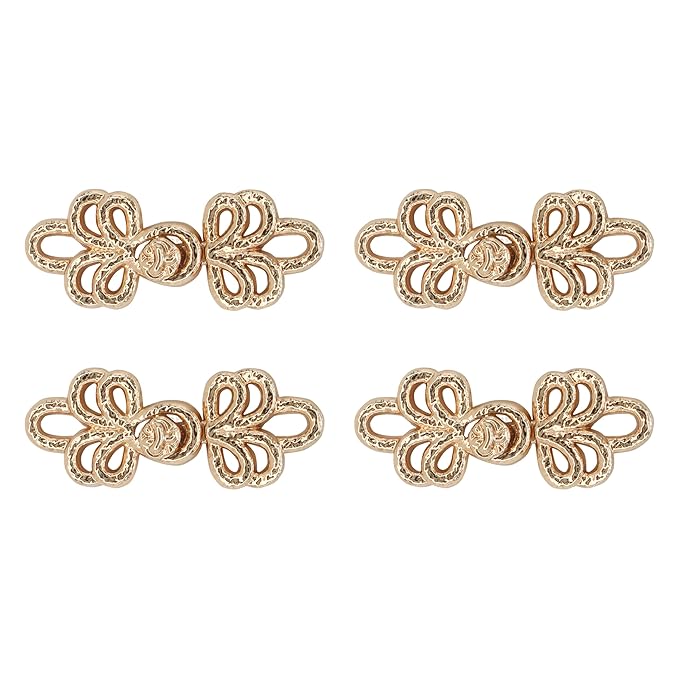 4 Pair | Filigree flourish Frog closure metal button