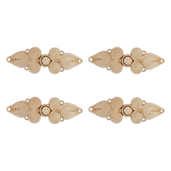 4 Pair | Floral Flourish Frog Closure Buttons
