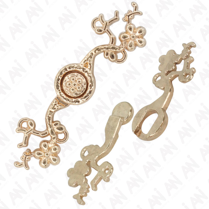 4 Pair | Floral vine Frog closure metal button-4.5×1.5cm