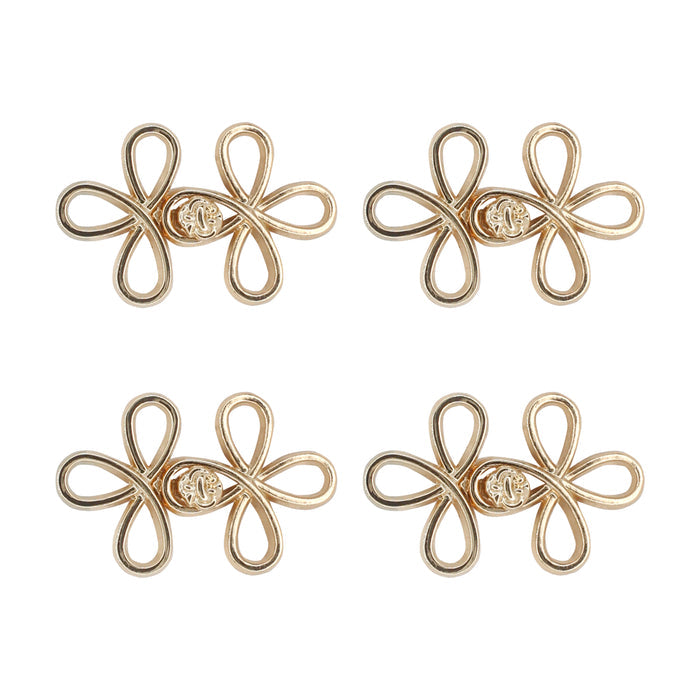 4 Pair | Four-leaf clover-shaped frog closure metal button