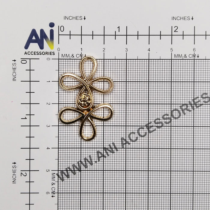 4 Pair | Four-leaf clover-shaped frog closure metal button