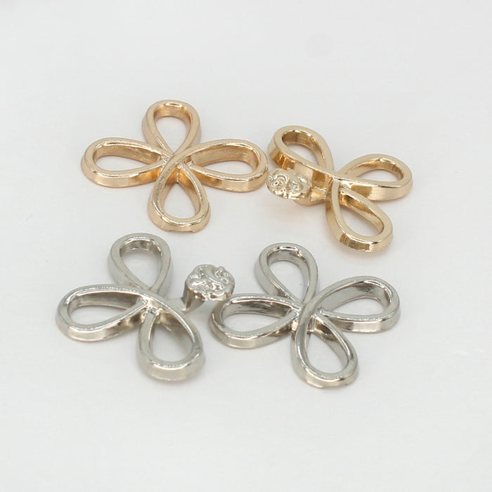 4 Pair | Four-leaf clover-shaped frog closure metal button