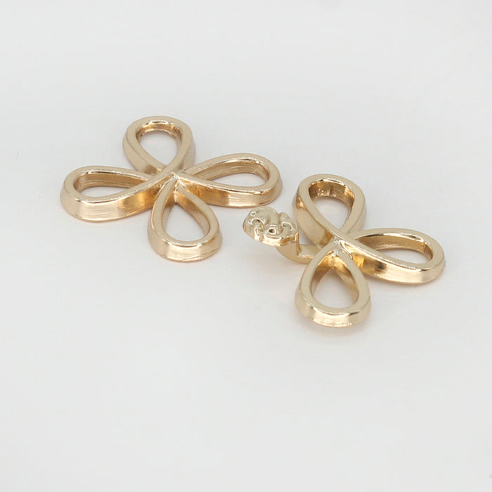 4 Pair | Four-leaf clover-shaped frog closure metal button