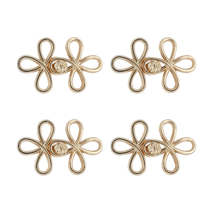 4 Pair | Four-leaf clover-shaped frog closure metal button