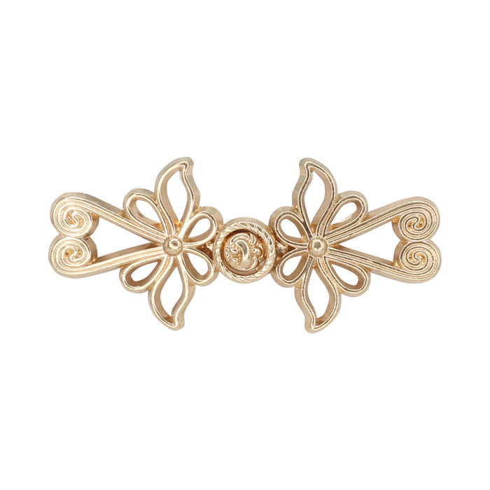 4 Pair | Golden Blossoms Frog Closure Metal Buttons