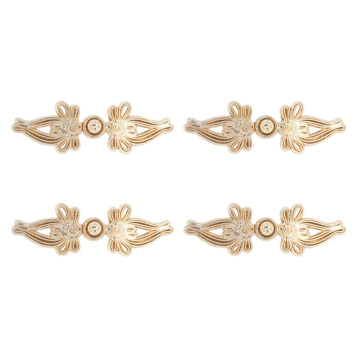 4 Pair | Intricate design gold Frog closure metal button