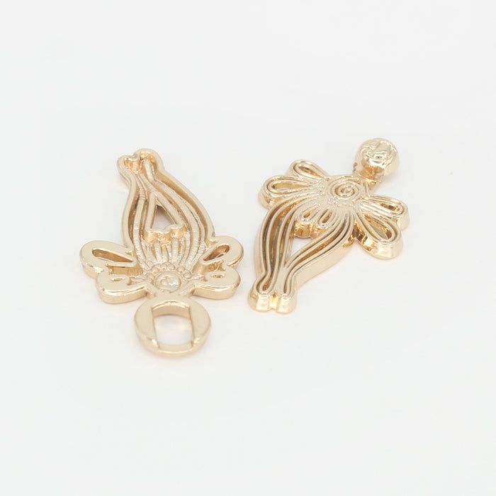 4 Pair | Intricate design gold Frog closure metal button