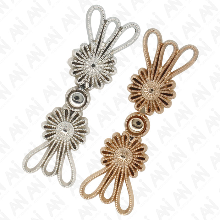 4 Pair | Intricate Silver Frog Metal Button