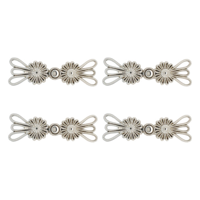 4 Pair | Intricate Silver Frog Metal Button
