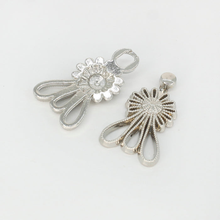 4 Pair | Intricate Silver Frog Metal Button