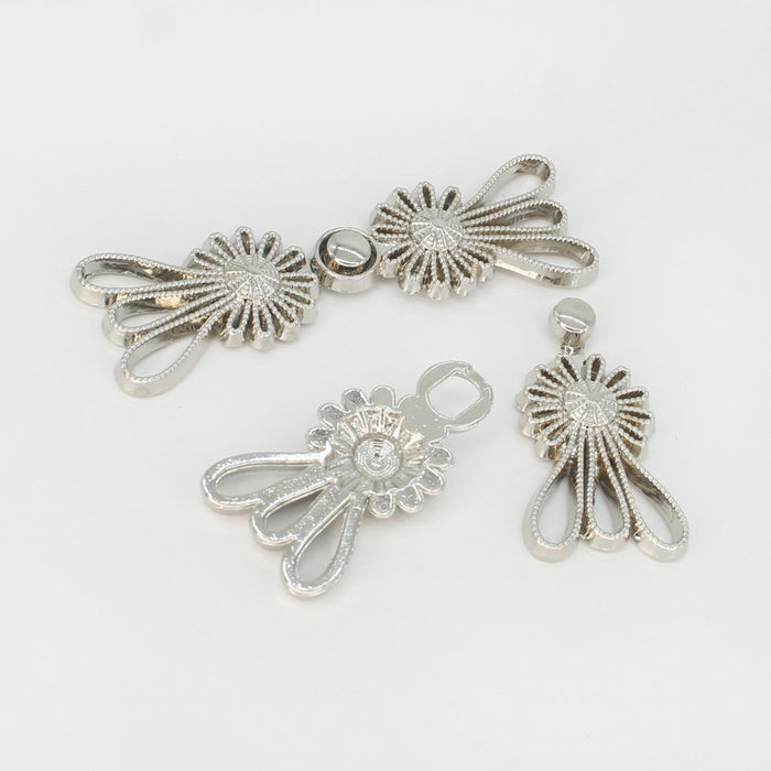 4 Pair | Intricate Silver Frog Metal Button