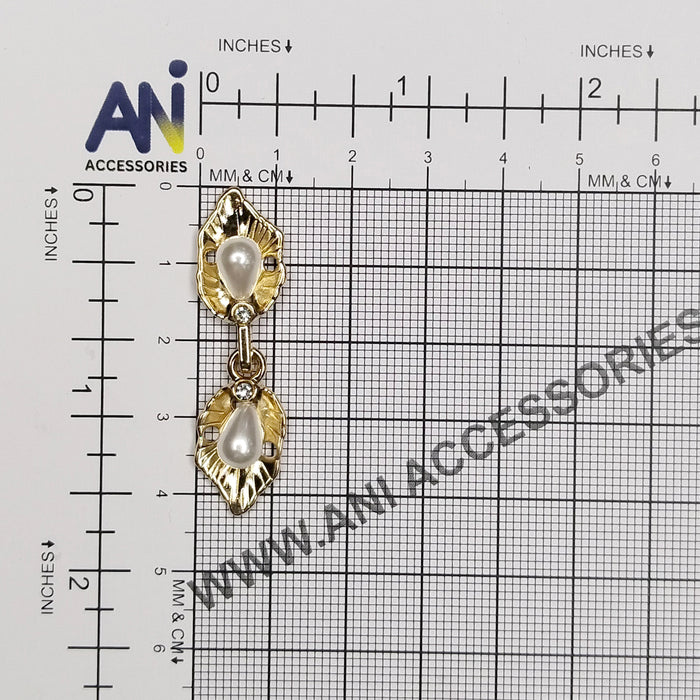 4 Pair | Leaf-shaped with pearl design Frog closure metal button-4.5cm×1cm