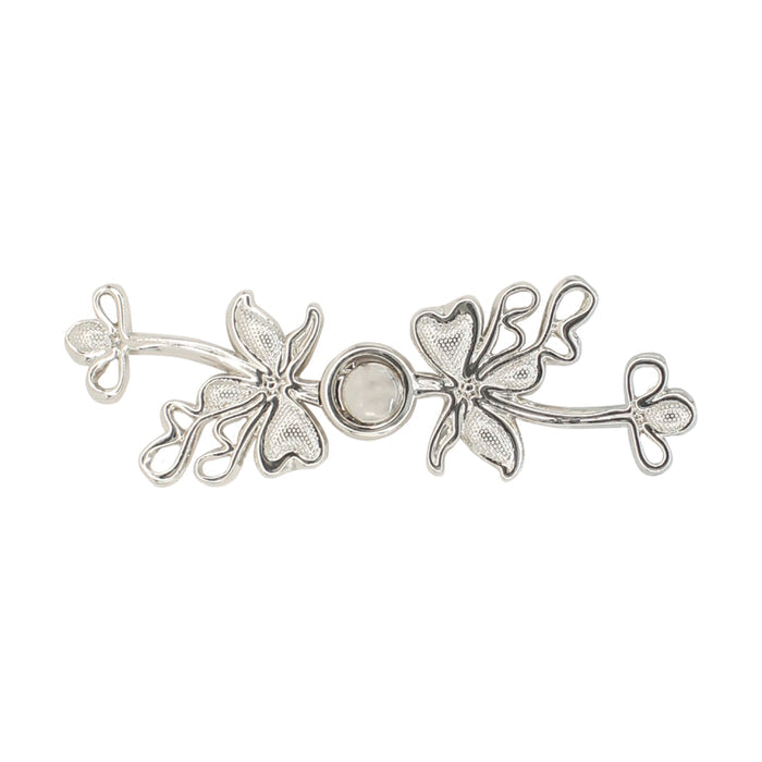 4 Pair | Lily flower silver Frog closure Pearl Buttons