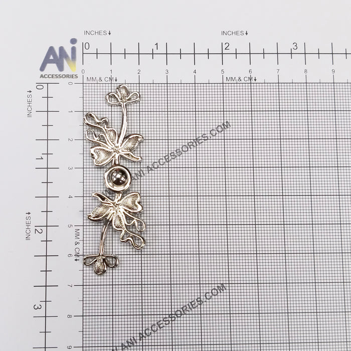 4 Pair | Lily flower silver Frog closure Pearl Buttons