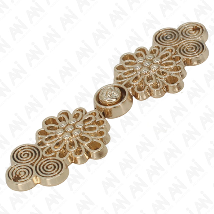 4 Pair | Luxurious floral finish Frog closure Metal Button-6cm×2cm