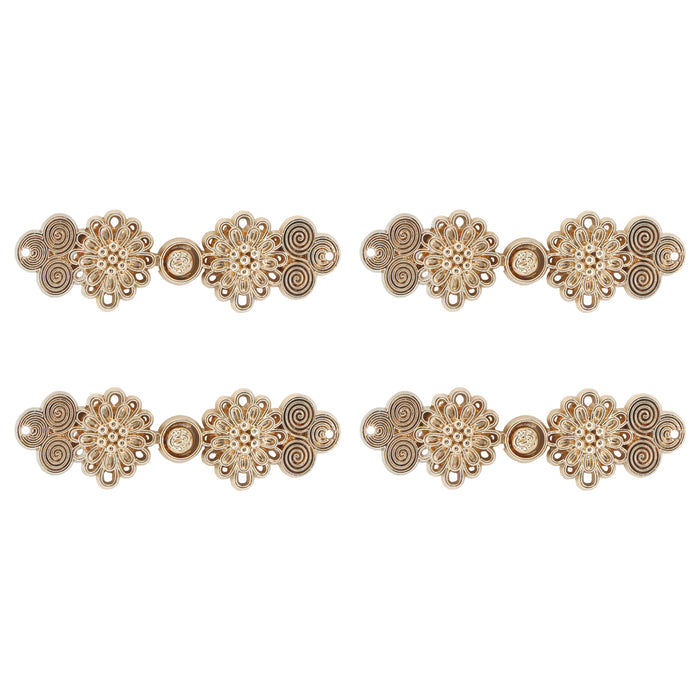 4 Pair | Luxurious floral finish Frog closure Metal Button-6cm×2cm