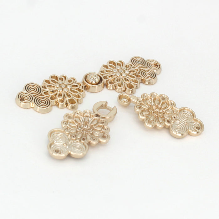 4 Pair | Luxurious floral finish Frog closure Metal Button-6cm×2cm
