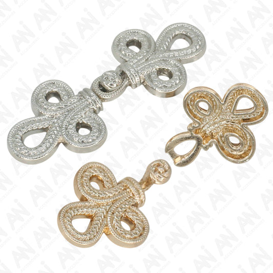 4 Pair | Luxurious intertwined loop frog closure metal button