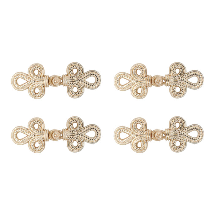 4 Pair | Luxurious intertwined loop frog closure metal button