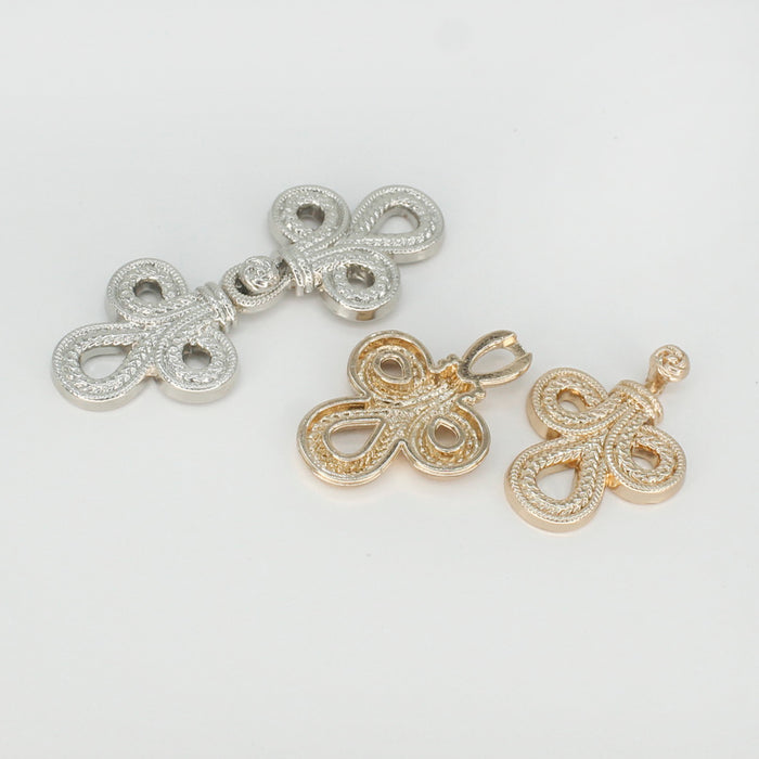 4 Pair | Luxurious intertwined loop frog closure metal button