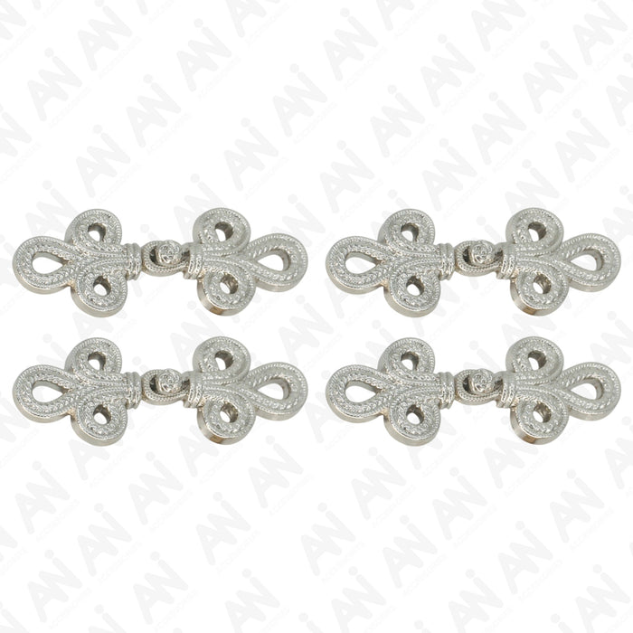 4 Pair | Luxurious intertwined loop frog closure metal button