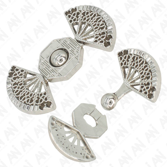 4 Pair | Ornate fan-shaped  Frog closure metal button