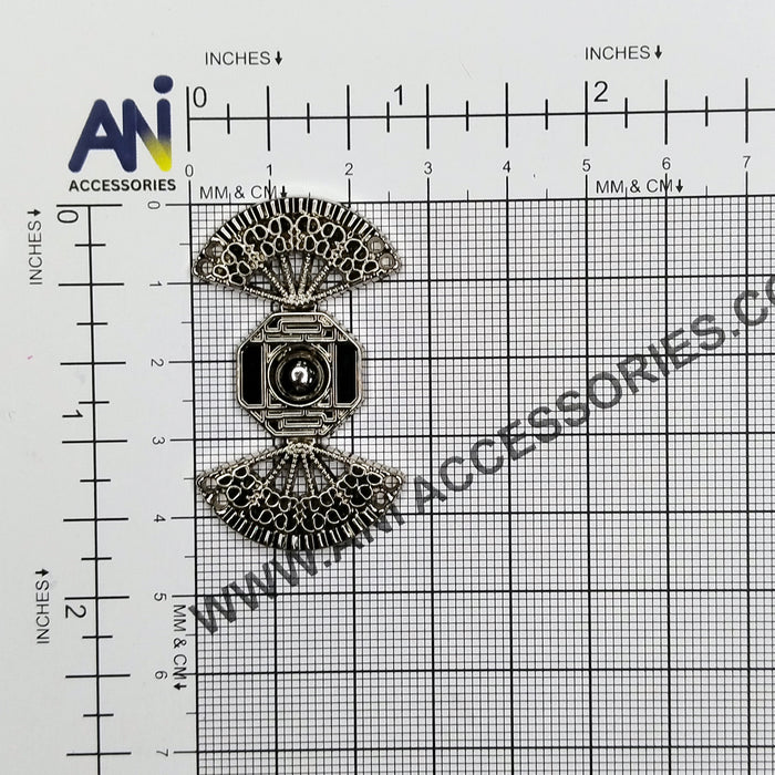 4 Pair | Ornate fan-shaped  Frog closure metal button