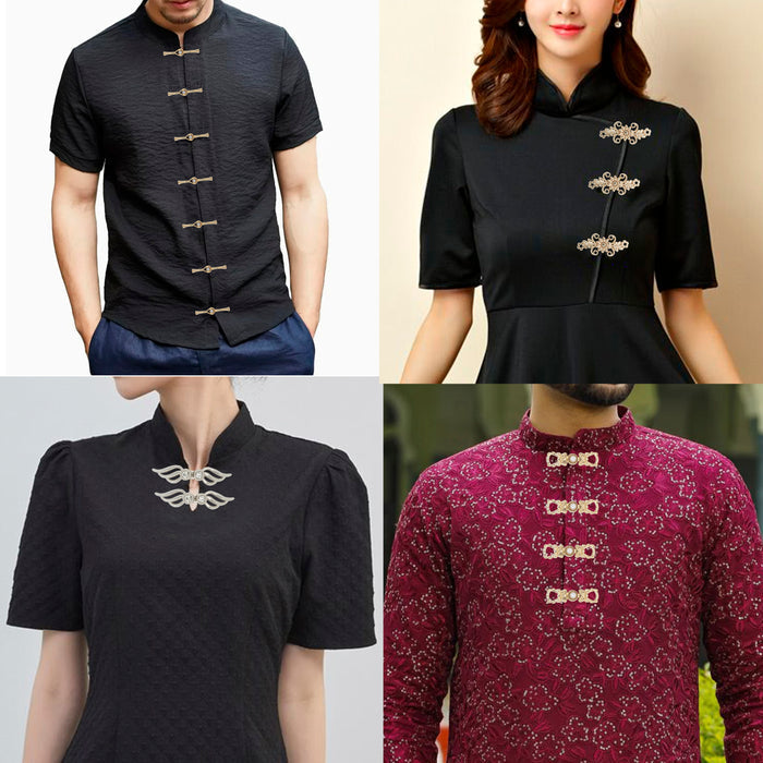4 Pair | Ornate fan-shaped  Frog closure metal button