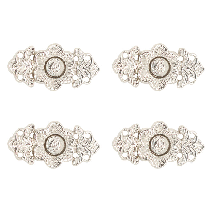 4 Pair | Ornate Ornaments Frog Closure Metal Buttons