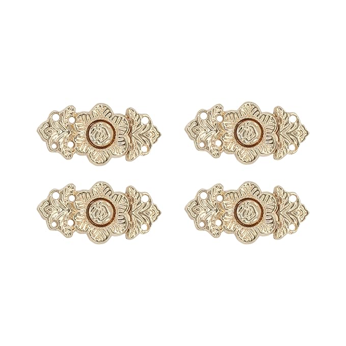 4 Pair | Ornate Ornaments Frog Closure Metal Buttons