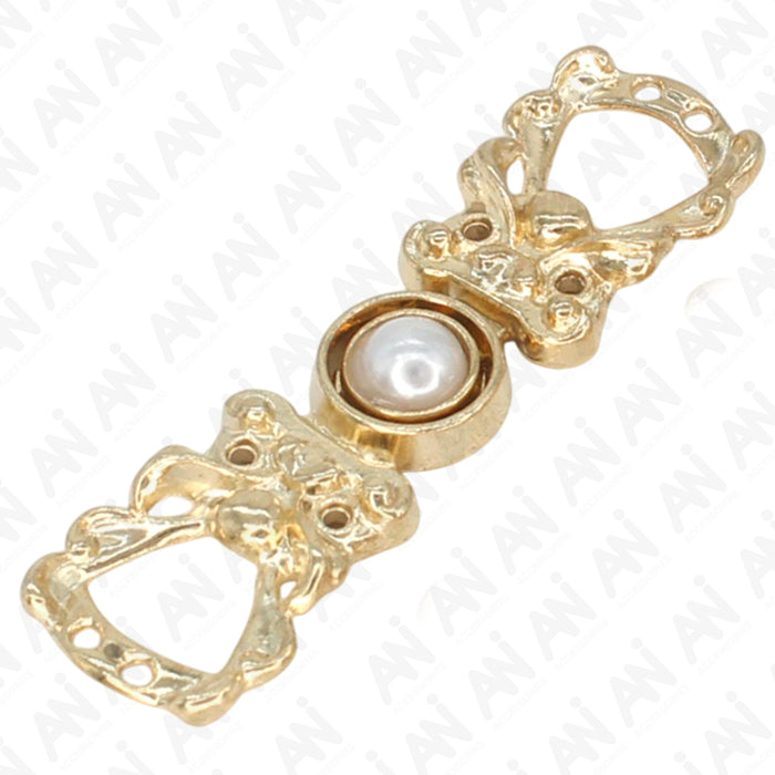 4 Pair | Pearl Style Frog Metal Buttons