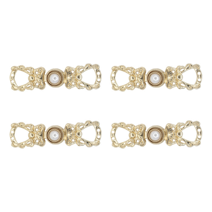 4 Pair | Pearl Style Frog Metal Buttons