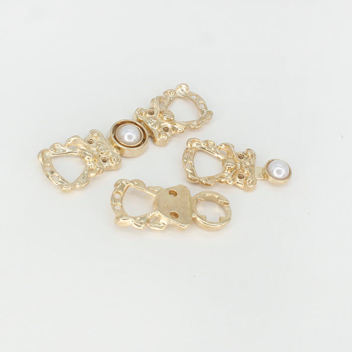 4 Pair | Pearl Style Frog Metal Buttons