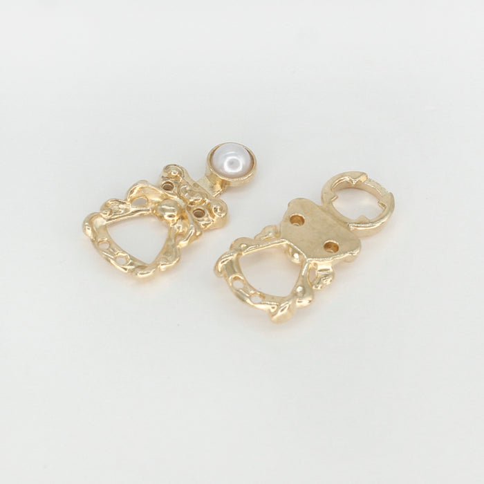 4 Pair | Pearl Style Frog Metal Buttons