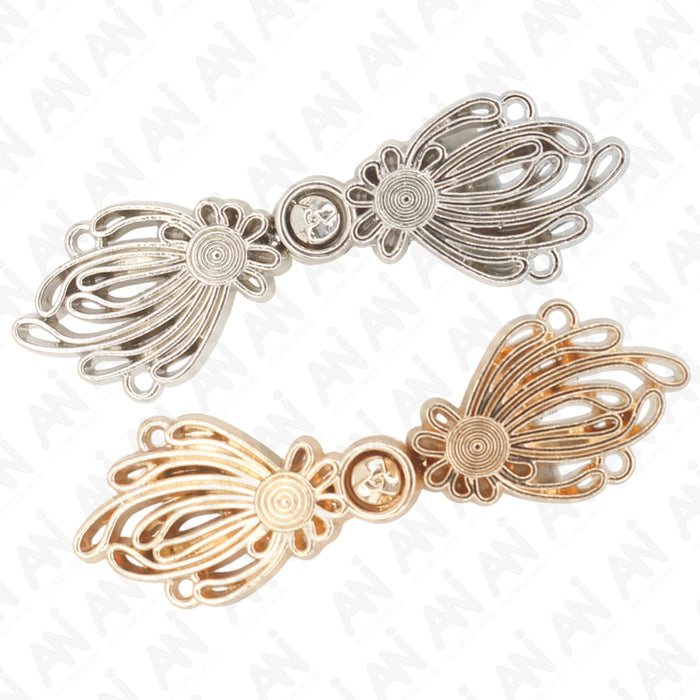 4 Pair | Ribbon Riches Frog Closure Metal Buttons