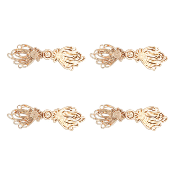 4 Pair | Ribbon Riches Frog Closure Metal Buttons