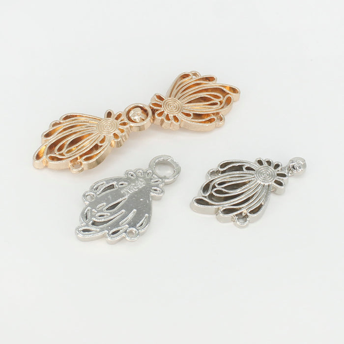 4 Pair | Ribbon Riches Frog Closure Metal Buttons