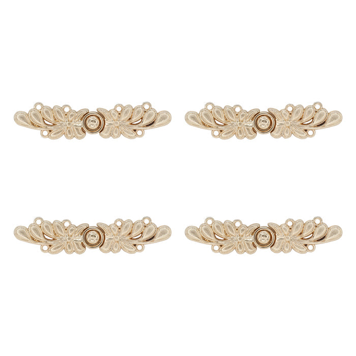 4 Pair | Set of 4 Floral Metal Closure Buttons