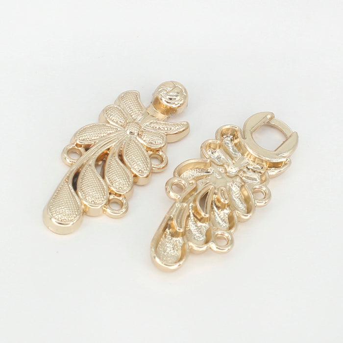 4 Pair | Set of 4 Floral Metal Closure Buttons