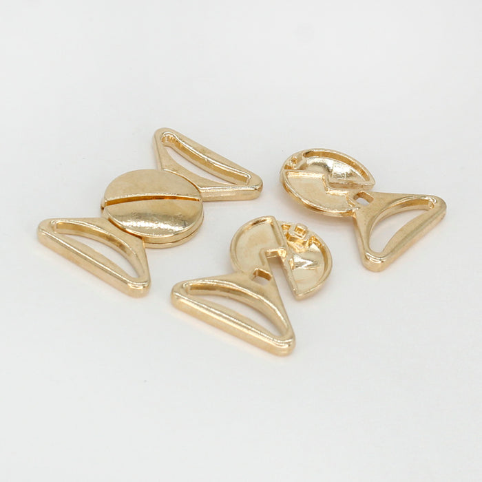 4 Pair | Shimmering golden bow design frog closure metal button