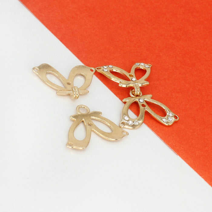 4 Pair | Shiny gold butterfly Frog closure metal button