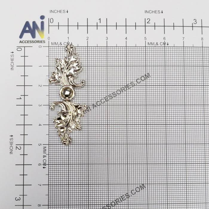 4 Pair | Silver Floral With Leaf Frog Closure Metal Buttons