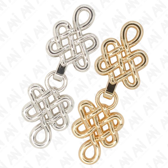 4 Pair | Silver Serenity Spiral Frog Closure Metal Buttons