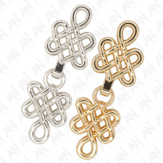 4 Pair | Silver Serenity Spiral Frog Closure Metal Buttons