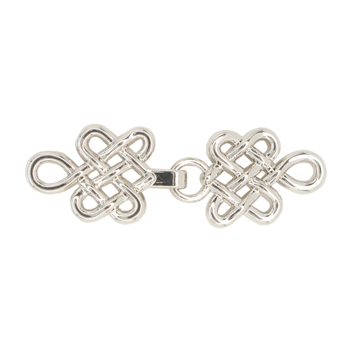 4 Pair | Silver Serenity Spiral Frog Closure Metal Buttons