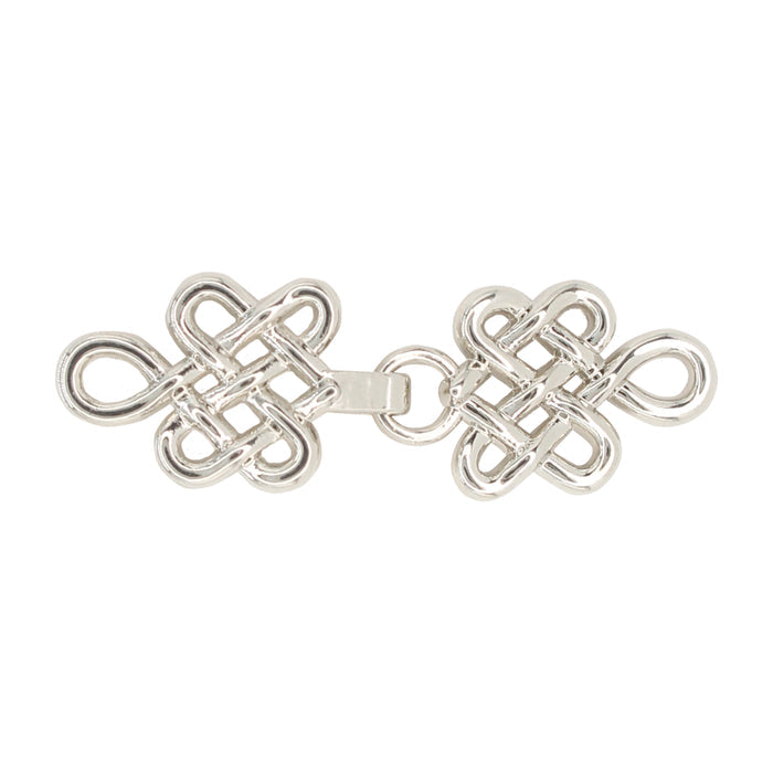 4 Pair | Silver Serenity Spiral Frog Closure Metal Buttons