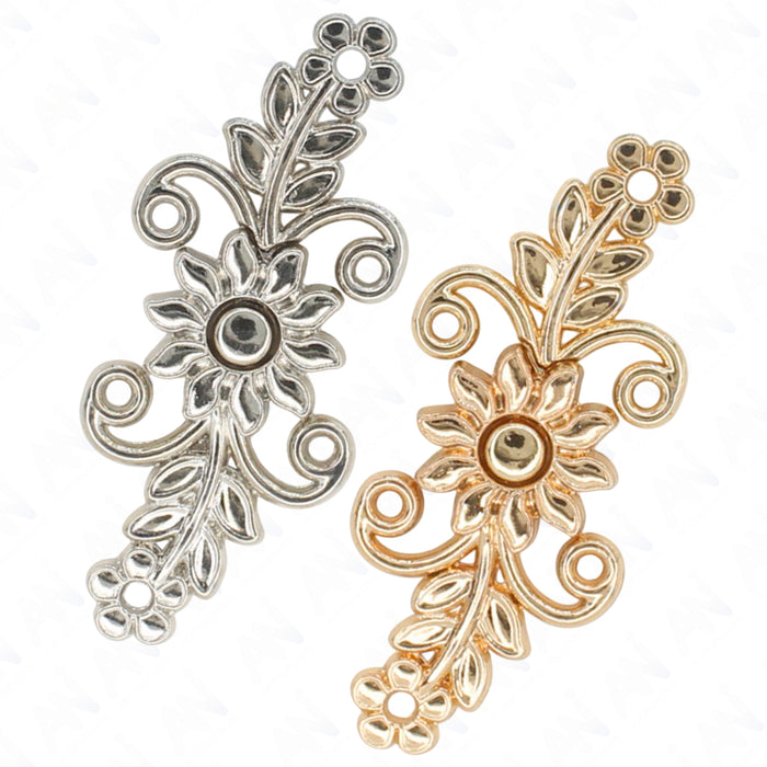 4 Pair | Sunflower Design Frog Closure Metal Buttons