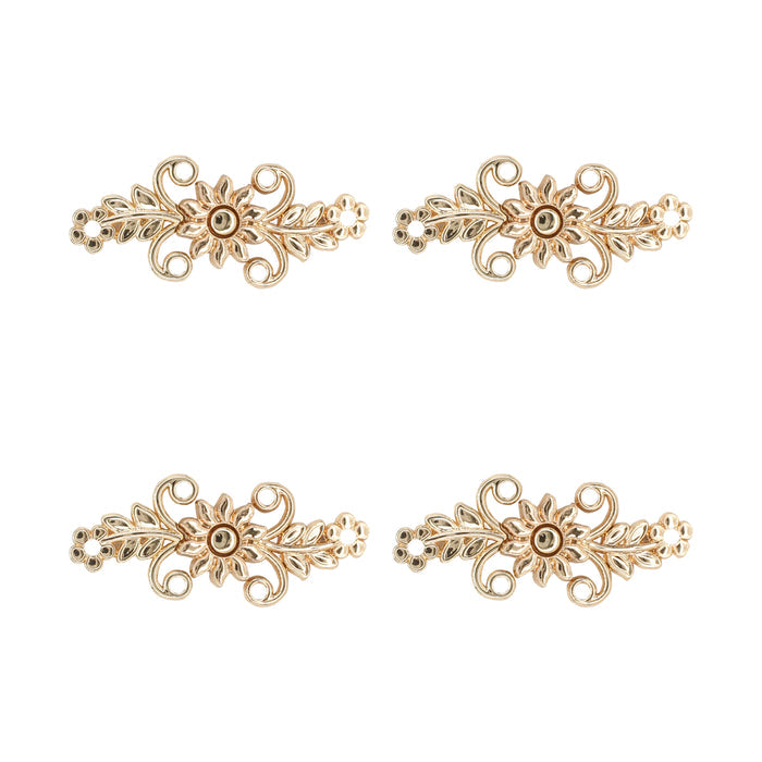 4 Pair | Sunflower Design Frog Closure Metal Buttons